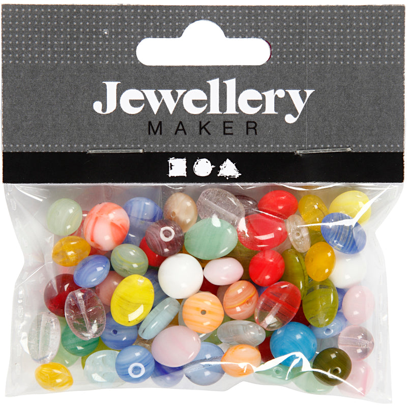 Load image into Gallery viewer, Creativ company glazen kralen divers rond, ovaal, cirkel, 60 gram
