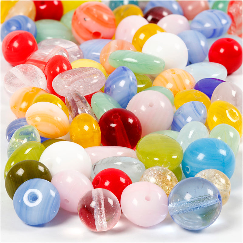 Load image into Gallery viewer, Creativ company glazen kralen divers rond, ovaal, cirkel, 60 gram
