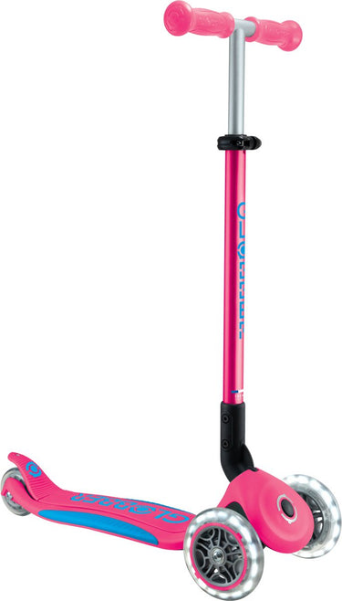 Globber 3-wiel step - primo foldable plus lights fuchsia - roze - lichtgevende wielen - vouwbaar - in hoogte verstelbaar - vanaf 3 tot 9 jaar