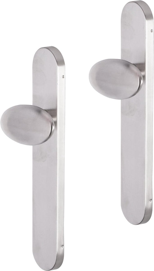 Impresso deurkruk - derby - voor binnen - ovaal - deurschild - rvs - 2 stuks