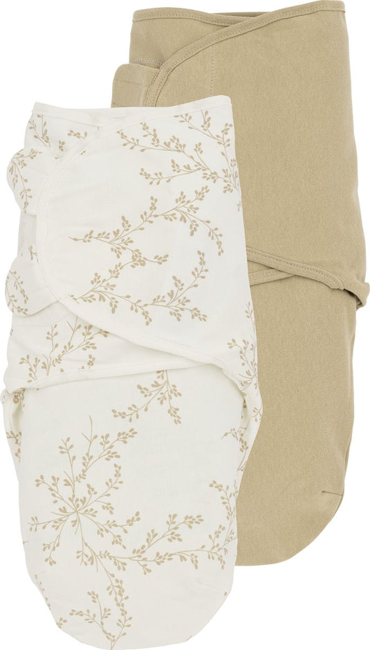 Meyco baby branches uni swaddle inbakerdoek - 2-pack - sand - 4-6 maanden - 1.0 tog