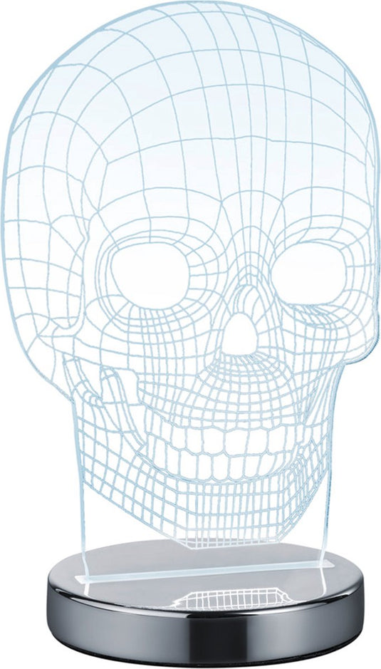 Rl live your light reality skull - tafellamp - chroom - incl. 1x smd 7 w - snoerschakelaar - instelbare lichtkleur - niet dimbaar