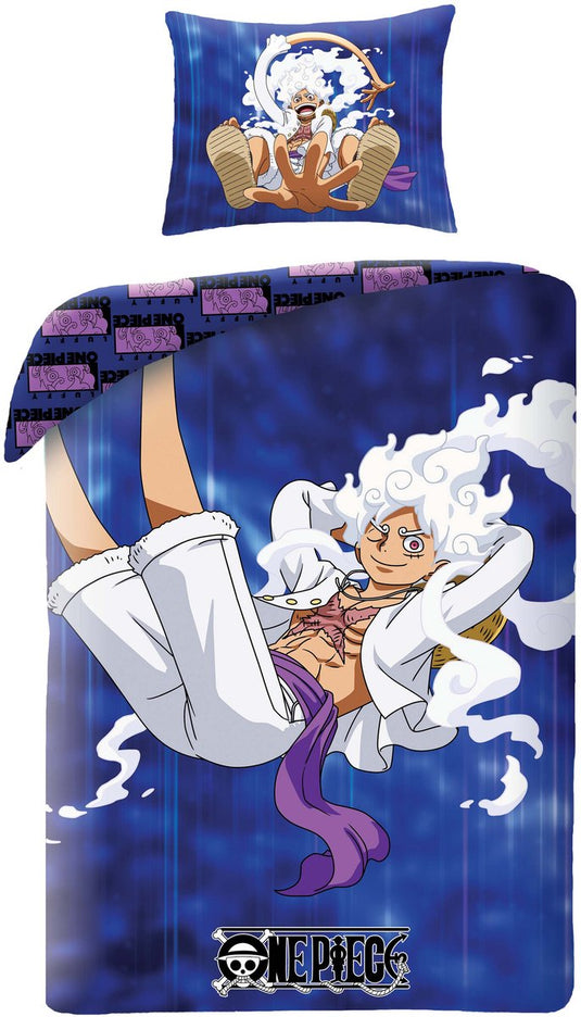 One piece dekbedovertrek blauw 140 x 200 cm katoen