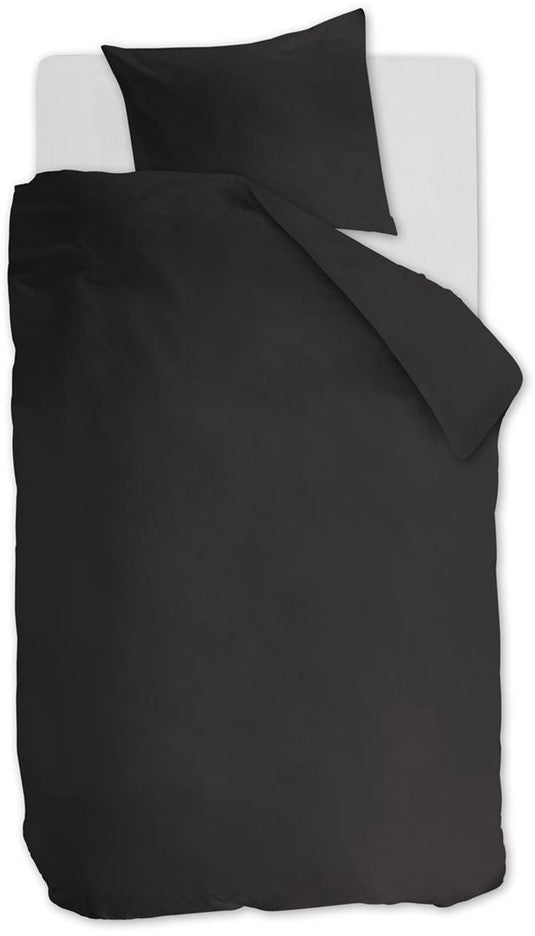 Ambiante cotton uni dekbedovertrek - effen - eenpersoons - 140x200 220 cm - antraciet