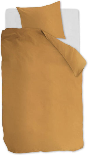 Ambiante cotton uni dekbedovertrek - effen - eenpersoons - 140x200 220 cm - oker