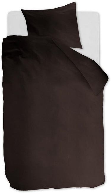Ambiante cotton uni dekbedovertrek - effen - eenpersoons - 140x200 220 cm - bruin