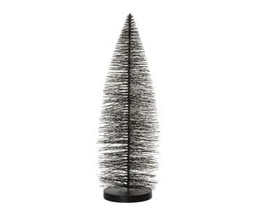Decoris decoratief kerstboom borstel van kunststof zwart dia7x20cm