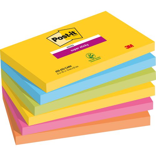 Notes post-it super sticky 76x127 6 st