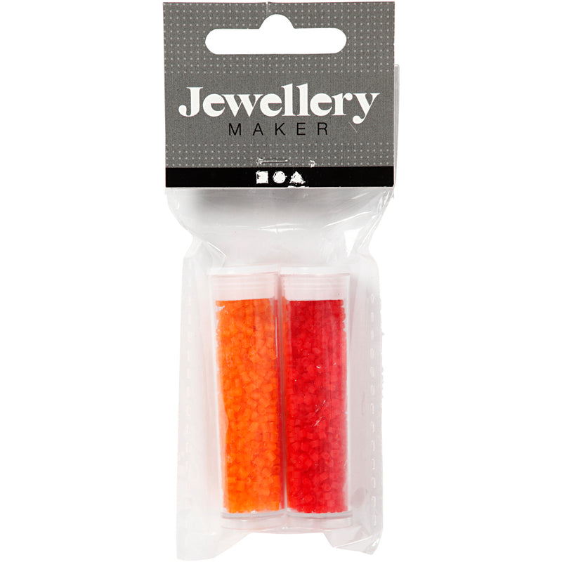 Afbeelding laden in galerijviewer, Https: www.cchobby.nl rocailles-2-cut-d-1-7-mm-afm-15-0-gatgrootte-0-5-mm-transparant-oranje-transparant-rood-2x7-gr-1-doos
