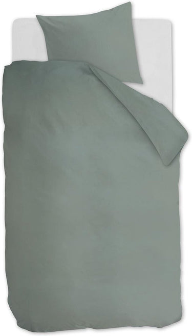 Ambiante cotton uni dekbedovertrek - effen - eenpersoons - 140x200 220 cm - groen
