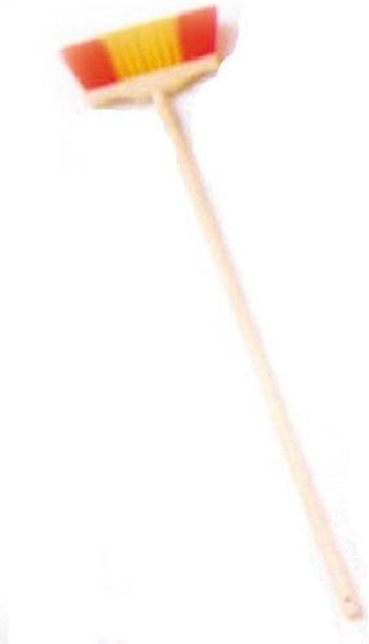 Klein toys pure fresh kinderbezem - incl. houten handvat - 18x5x70 cm - rood geel