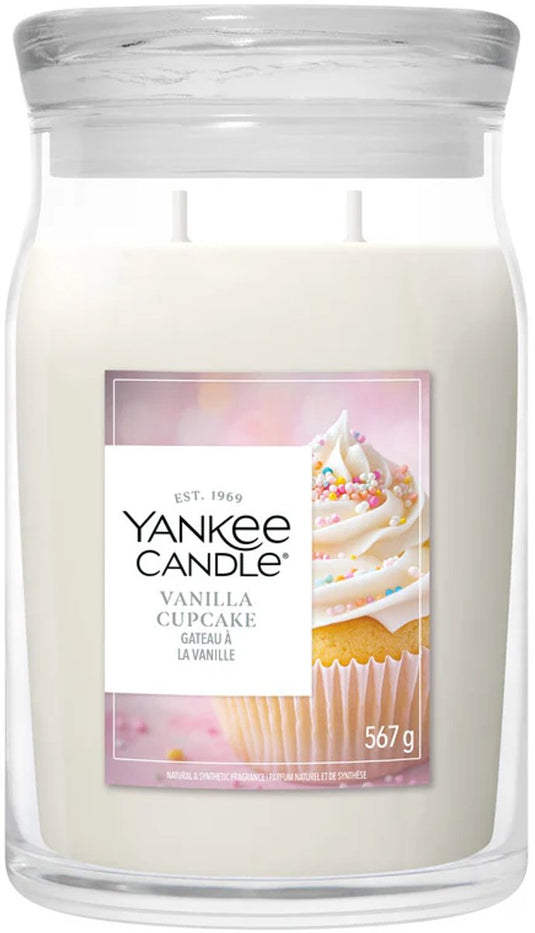 Yankee candle - vanilla cupcake large jar geurkaars - 90 branduren - twee lonten