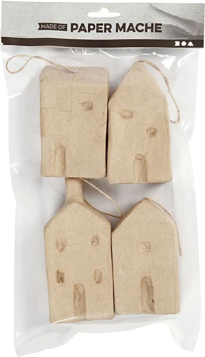Afbeelding laden in galerijviewer, Creativ company huisjes van papiermache, 4st.
