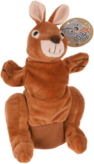 Koopman handpop kangoeroe speelgoed educatief bruin multicolor handpop.