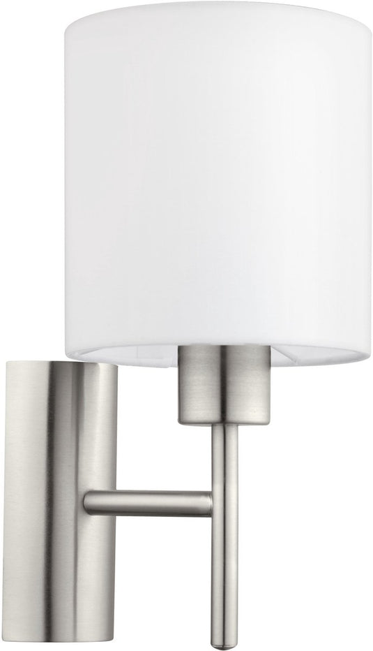 Eglo pasteri wandlamp - 1 lichts - 30.5 cm - stof - grijs, wit