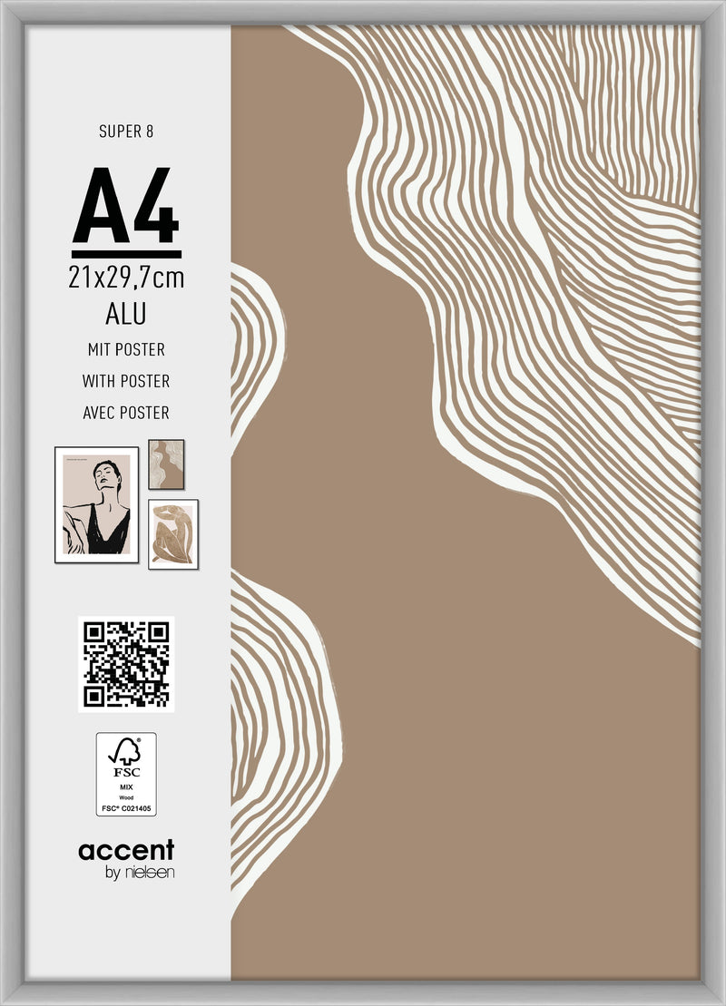 Load image into Gallery viewer, Nielsen design nielsen fotolijst 5421124 super 8 mat zilver 21x29,7 cm
