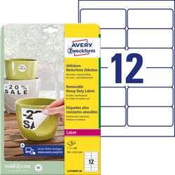 Etiketten avery l4776rev-20 wit 240 st