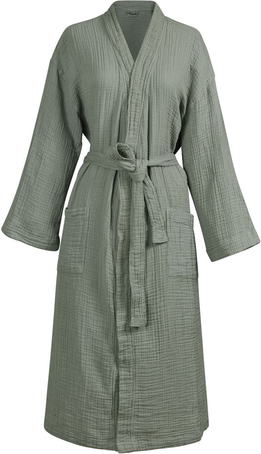 Vtwonen gentle embrace bathrobe badjas - saliegroen - s m