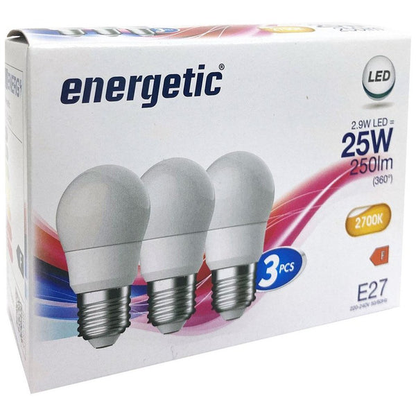 Energetic energetic led lampen kogel e27 25w mat wit 3 stuks