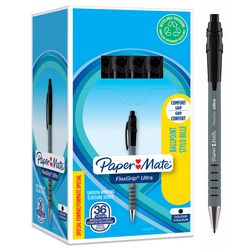 Balpen papermate flexgrip ultra medium zwart pak 36 stuks