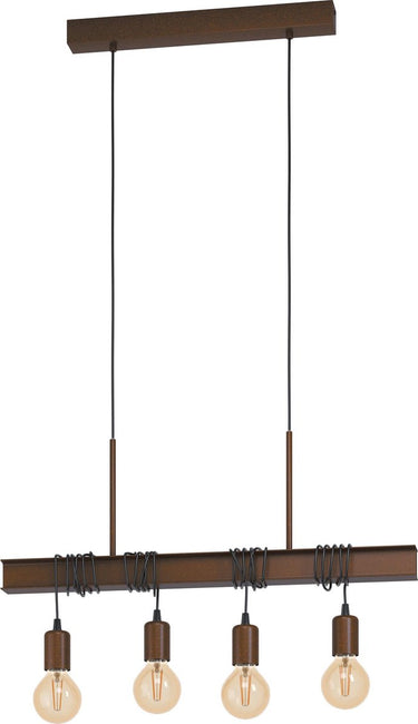 Eglo townshend 4 hanglamp - e27 - 70 cm - bruin