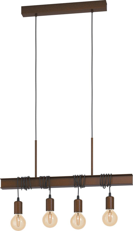 Eglo townshend 4 hanglamp - e27 - 70 cm - bruin