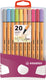 Stabilo point 88 - fineliner 0,4 mm - pastelparade - set met 20 verschillende kleuren - inclusief 10 pastel kleuren