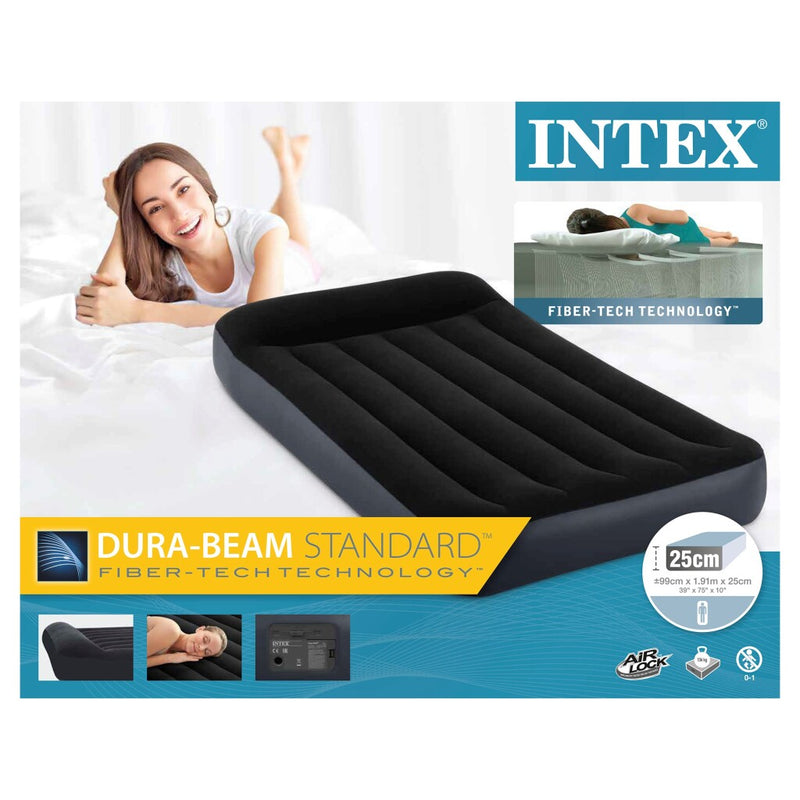 Load image into Gallery viewer, Intex 64146 pillow rest classic twin luchtbed + pomp 99x191x25 cm zwart

