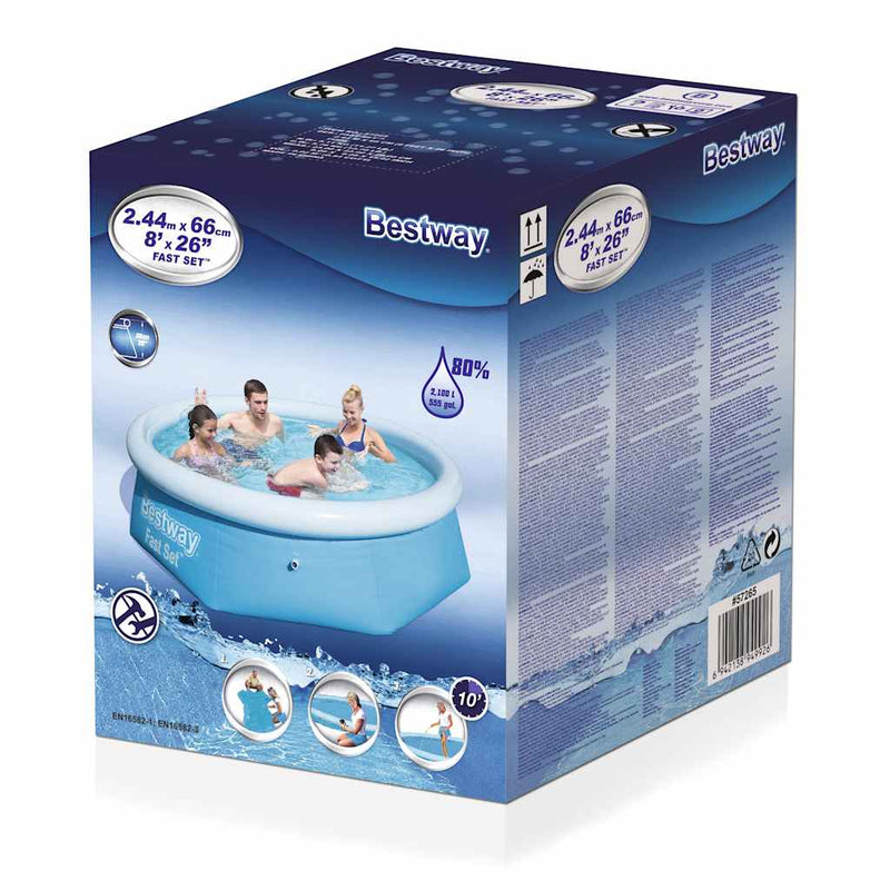 Afbeelding laden in galerijviewer, Bestway zwembad opblaasbaar fast set rond 244x66 cm 57265
