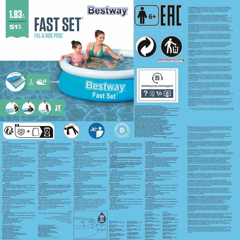 Load image into Gallery viewer, Bestway zwembad fast set opblaasbaar rond 183x51 cm blauw
