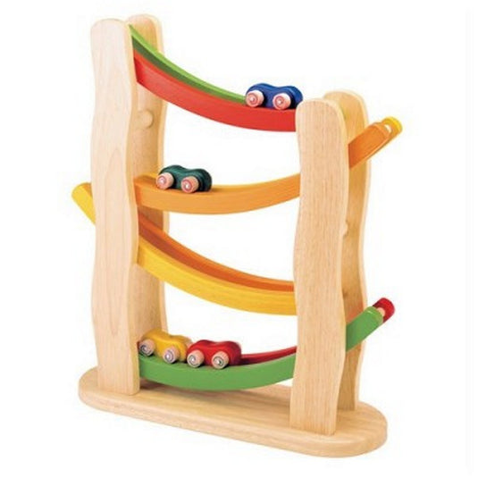 Pintoy houten regenboog helling autobaan + 4 auto