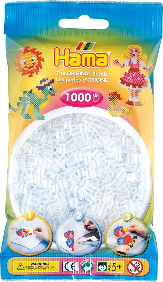 Hama strijkkralen 1000 stuks doorzichtig