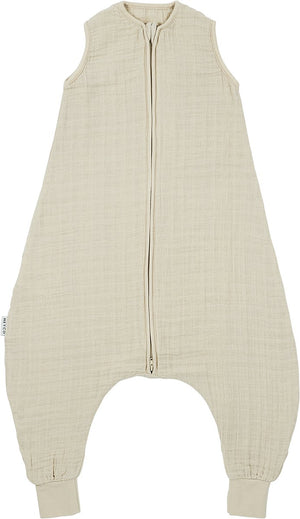 Meyco baby uni baby zomer slaapoverall jumper - pre-washed hydrofiel - soft sand - 80cm - 0.5 tog