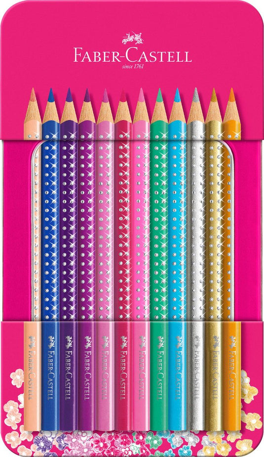 Faber-castell sparkle kleurpotloden - 12 stuks in blik - fc-201737