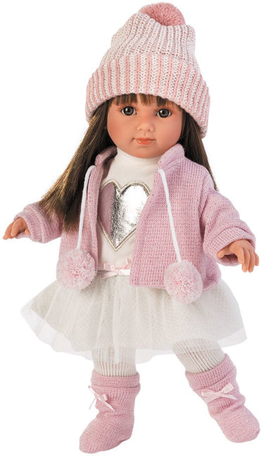 Llorens pop sara met bruine ogen en bruin steil haar - 35 cm - vanaf 3 jaar
