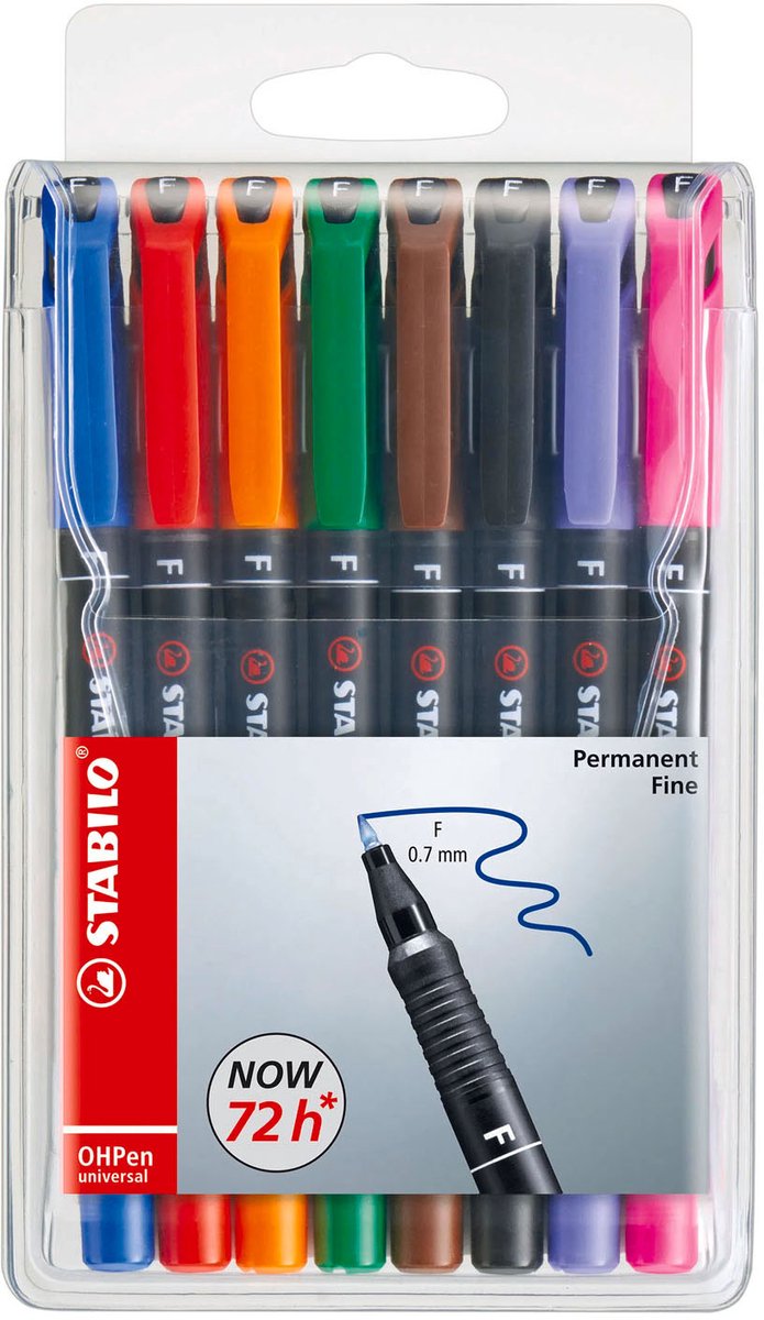 Afbeelding laden in galerijviewer, Stabilo ohpen fijn permanente marker in etui - 8dlg.
