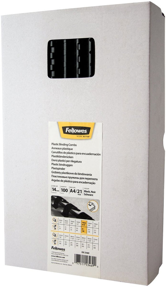 Fellowes bindruggen 14 mm zwart, 100 stuks