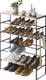 Yamazaki schoenenrek met houten bovenblad - 6 niveaus - tower - zwart