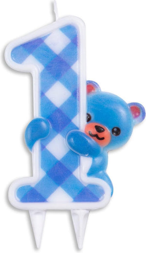 Wefiesta eerste verjaardagstaart kaars jongen 9,7 cm wax blauw