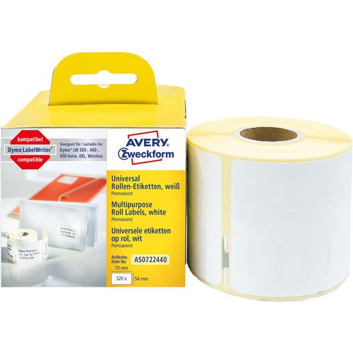 Avery zweckform multifunctionele etiketten as0722440 permanent wit