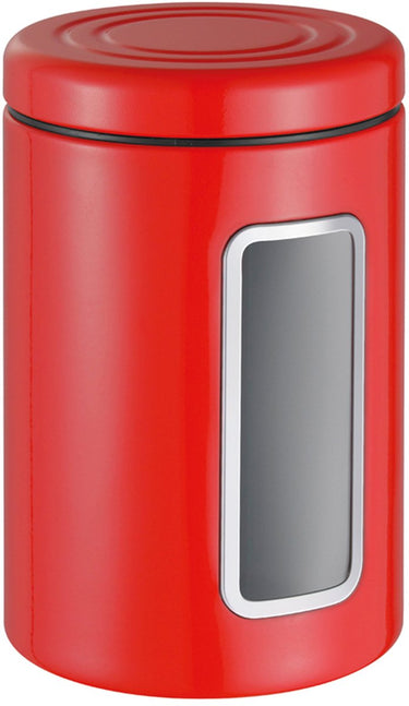 Wesco classic line voorraadbus met venster | 2 liter | metaal - rood | voorraadpot