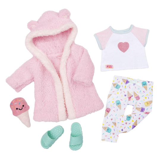 Puch deluxe outfit pyjama en kamerjas voor poppen