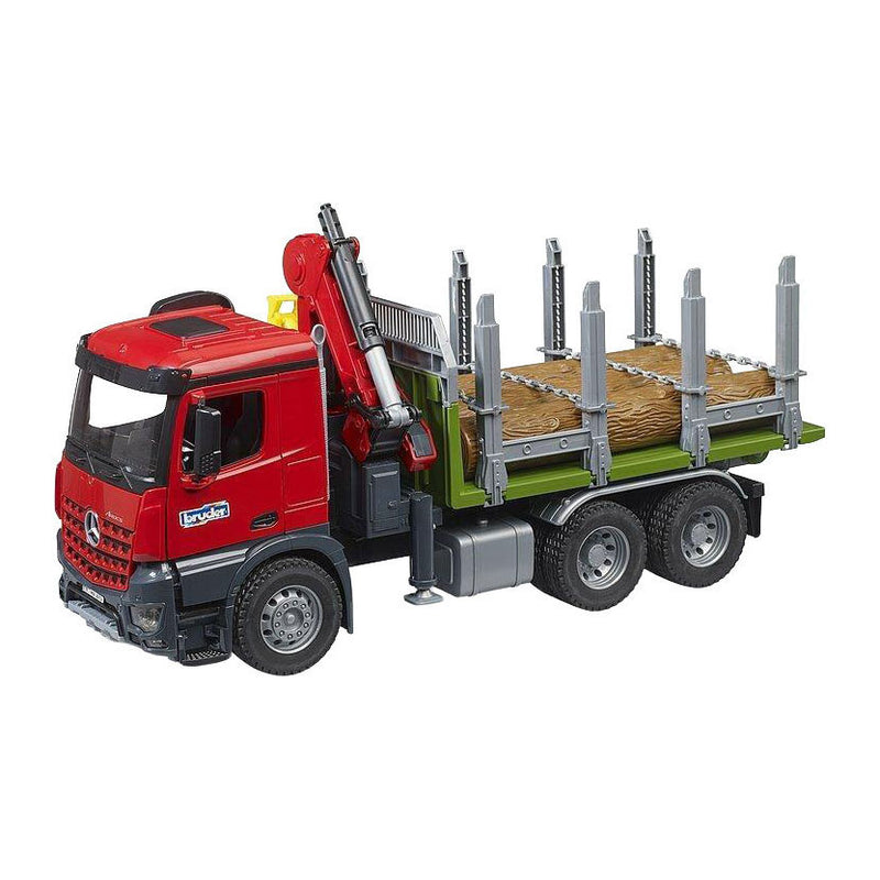 Afbeelding laden in galerijviewer, Bruder mercedez-benz arocs houtvrachtwagen met kraanarm en 3 boomstammen
