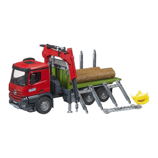 Bruder mercedez-benz arocs houtvrachtwagen met kraanarm en 3 boomstammen