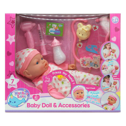 Zieke babypop met oplichtende wangen