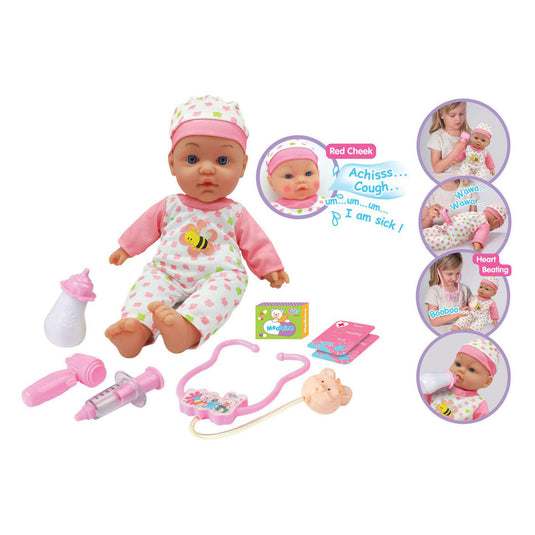 Zieke babypop met oplichtende wangen