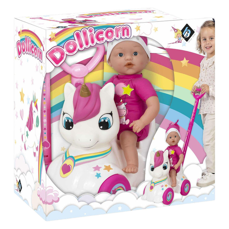 Chargez l'image dans la visionneuse de la galerie, Dollicorn babypop met eeenhoorn loopauto - 37cm
