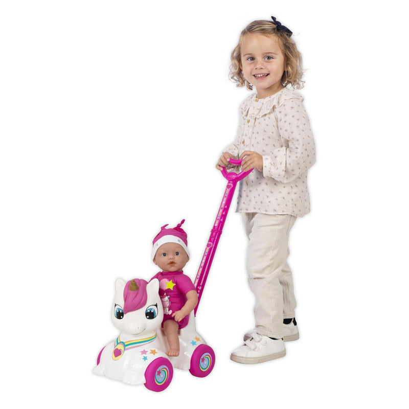 Chargez l'image dans la visionneuse de la galerie, Dollicorn babypop met eeenhoorn loopauto - 37cm
