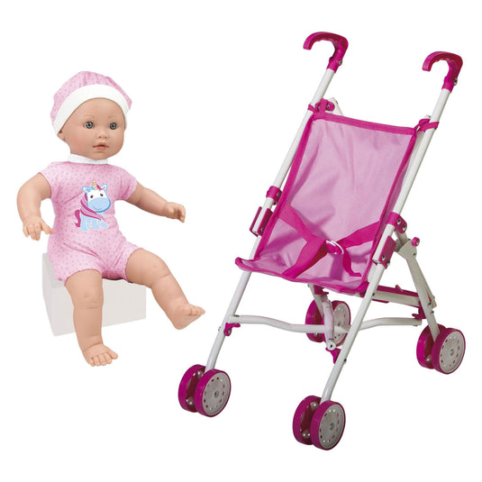 Babypop met buggy - 35cm