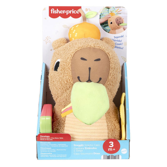 Fisher-price snackende capibara knuffel - zintuiglijk speelgoed met bijtring en rammelaar